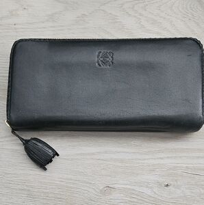 LOEWE Black Zip Napa Leather Wallet With Tassel in Great Condition